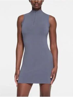 SKIMS Sleeveless Mock Neck Bodycon Mini Dress in Slate